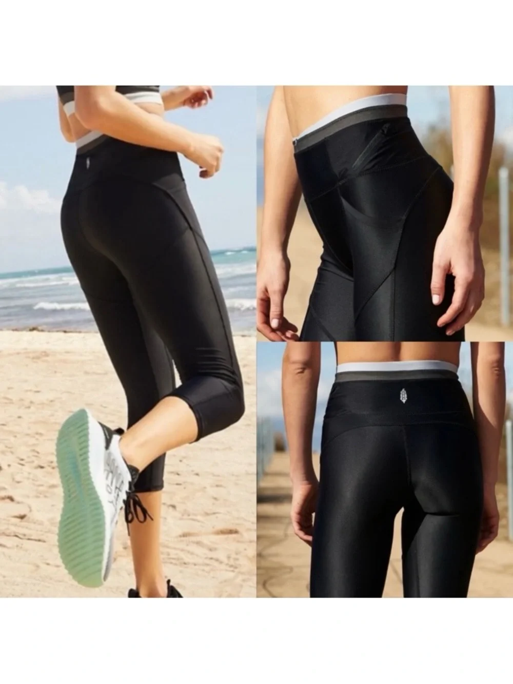 Free People Movement White Water Hybrid Leggings Black